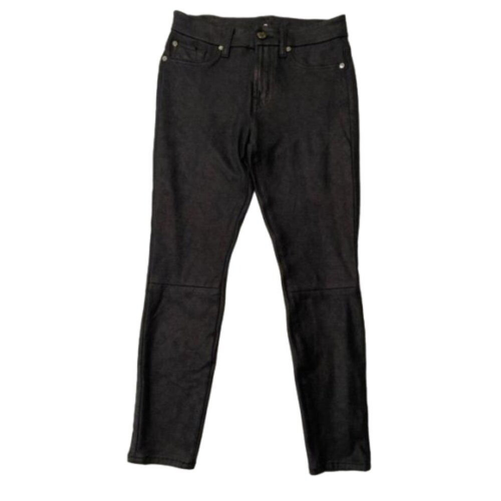 7 For All Mankind Shiny Spandex Black Skinny Pants Size 26 #1340